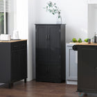 HOMCOM - Armoire de cuisine 48 po avec étagères - noir-Équipé d'un dispositif anti-basculement 