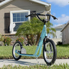 Aosom - Trottinette de rue pour jeunes avec roue gonflable de 16 po, doubles freins - bleu-Pas de pédales, pas de vitesses, pas de freins, les enfants avancent à leur propre rythme 