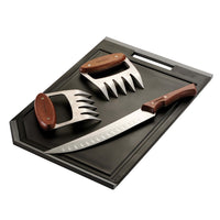 Tramontina - Ensemble planche à découper BBQ avec griffes et couteau à découper - 4 pièces-Fabriqué en polypropylène avec pieds en caoutchouc