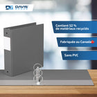 Davis Group Super économie, Reliure à anneaux ronds 2 po, paquet de 6 – Gris-Polypropylène sans PVC