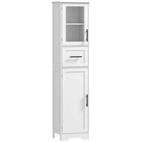 HOMCOM - Armoire de salle de bain étroite autoportante 67 po, blanche-Comprend une armoire supérieure, un tiroir et une armoire inférieure pour l’organisation de la salle de bain 