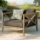 Modway - Northlake Terrasse extérieure Teck Fauteuil, Gris silex-Coussins résistants aux intempéries