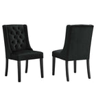 Modway - Baronet Performance Velvet Chaises de salle à manger Ensemble de 2 - Noir-Cadre en bois massif