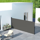 Outsunny - Store latéral rétractable - 13 pi x 5 pi - gris foncé-Store rétractable : vous pouvez dérouler ou réenrouler le store en toute fluidité
