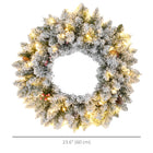 HOMCOM - Couronne de Noël illuminée de 24 po avec pommes de pin et baies-Convient pour accrocher à la porte, au mur, au porche, à la fenêtre, à la porte d'entrée et au-dessus de la cheminée 