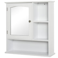 Kleankin - Armoire de salle de bain murale avec miroir, porte et étagère réglable - blanc-Conception murale, prend peu de place   