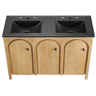 Modway - Appia Double évier 48" Vanette de salle de bain - Noir de chêne-Assemblée requise