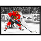 Jonathan Toews sur toile Blackhawks vs Golden Knights-H - Toile encadree - 31" x 22"-Impression sur toile de qualité supérieure avec bordures enveloppées