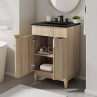 Modway - Miles 24" Vanette de salle de bain - Chêne noir-Bassin d’évier en céramique
