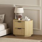 Manhattan Comfort - Table de nuit moderne Olivia 67 cm, chêne naturel et noir-Comprend 2 tiroirs avec extension de 0,75