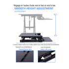 Rocelco - Élévateur de bureau réglable assis/debout de 31,5 po avec tapis anti-fatigue - Noir-La surface de travail mesure 32 pouces de largeur x 17 pouces de profondeur.