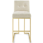 Modway - Privy Acier inoxydable doré Tissu rembourré Tabouret de bar - Beige doré-Aucune assemblée requise