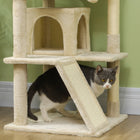 PawHut - arbre à chat 54 po avec poteaux à griffer, condos - beige-Couleur : Beige, blanc crème 
