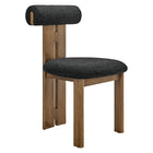 Modway - Torian Tissu Boucle Chaise à manger - Noir noyer - Ensemble de 2-Assemblée requise