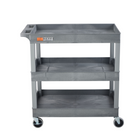 Luxor - Chariot utilitaire polyvalent à trois plateaux cuvettes Luxor TUFFY XL - 32" L x 18" P - gris-Supporte jusqu'à 400 livres réparties uniformément, permettant de transporter des charges lourdes sur tous les plateaux