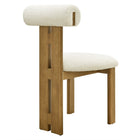 Modway - Torian Tissu Boucle Chaise à manger - Ivoire de chêne français - Ensemble de 2-8