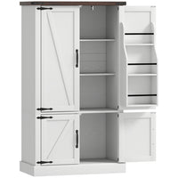 HOMCOM - Armoire de garde-manger avec 6 étagères de porte - blanc-Deux armoires offrent un espace de rangement fermé pour une cuisine propre et organisée 