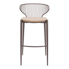 Zuo - Silues Tabouret de bar - Taupe/Brun - Ensemble de 2-Rembourrage moelleux et confortable