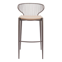 Zuo - Silues Tabouret de bar - Taupe/Brun - Ensemble de 2-Rembourrage moelleux et confortable