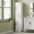 HOMCOM - Armoire de rangement haute et étroite pour salle de bain 67 po - blanc-Deux armoires et un tiroir améliorent le rangement de la salle de bain 