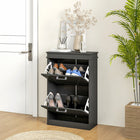 HOMCOM - Armoire à chaussures étroite avec tiroirs basculants et étagère réglable pour entrée - noir-Le système anti-basculement assure une sécurité supplémentaire 