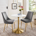 Modway - Lippa Rond de 28 po Bois Table à manger, Or Blanc-Socle métallique résistant aux éclats