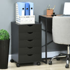 HOMCOM - Caisson de classement avec 5 roulettes et organiseur de rangement - noir-Permet de ranger des dossiers ou de petits accessoires de bureau 
