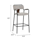 Zuo - Couva Tabouret de bar - Tweed gris - Ensemble de 2-Garantie limitée de 3 ans