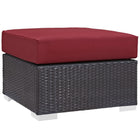 Modway - Convene Terrasse extérieure Tissu Carré ottoman in Espresso Rouge-Tissage en rotin synthétique