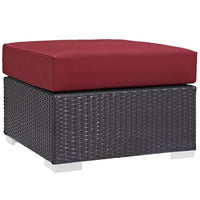 Modway - Convene Terrasse extérieure Tissu Carré ottoman in Espresso Rouge-Tissage en rotin synthétique