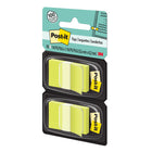 Languettes Post–it 1 po x 1,7 po – Vert vif – 50 languettes/distributeur – 2 distributeurs/paquet-50 languettes par distributeur, 2 distributeurs par paquet.