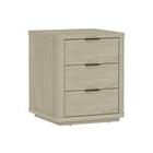 Manhattan Comfort - Table de nuit moderne Evelyn 20" à 3 tiroirs - Naturel-Poignées de tiroir horizontales et épurées pour un aspect propre et dégagé