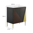 Modway - Alchemist 30" Vanette de salle de bain - Blanc Noir-Placage de bois de chêne