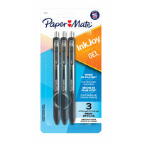 Paper Mate - Stylo gel InkJoy - 0,7 mm - noir - paquet de 3-Encre à séchage rapide offrant une expérience d’écriture sans bavures