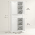 HOMCOM - Armoire de cuisine haute 72,4 po avec portes - blanc-Structure en panneau de particules de qualité assurant une utilisation quotidienne fiable 