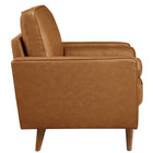 Modway - Valour Touffe Cuir végane Fauteuil d’accent - Tan-Deux coussins renforcés