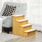 PawHut - Escalier pour animaux de compagnie pour lit haut - 15,7 po L x 23,2 po l x 21,3 po H - bois naturel-Marches de 5,6 po (14,3 cm) de hauteur et 6,7 po (17 cm) de largeur, vos animaux peuvent les monter sans problème 