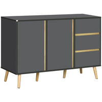 HOMCOM - Buffet 47,2 po L, armoire de rangement, gris foncé-Design fort et saisissant : le meuble de salon est proposé en gris foncé, avec des accents effet bois 