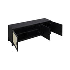 Manhattan Comfort - Meuble TV Sheridan 62,99 po style Mid-Century Modern - Noir-Recommandé pour un écran de télévision de 55 pouces avec 3 ouvertures pour la gestion des câbles et des fils