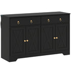 HOMCOM - Buffet 47,6 po L avec rangement - noir-Grand espace de rangement avec deux armoires et deux tiroirs pour contenir les fournitures quotidiennes 