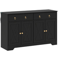 HOMCOM - Buffet 47,6 po L avec rangement - noir-Grand espace de rangement avec deux armoires et deux tiroirs pour contenir les fournitures quotidiennes 