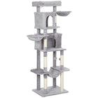 PawHut - Arbre à chat 69 po, tour avec 2 condos - gris clair-Conception à plusieurs niveaux de 68,9 po H (175 cm), adaptée aux foyers avec plusieurs chats 
