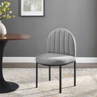 Modway - Isla Chenal Touffé Tissu rembourré Fauteuil d’appoint de salle à manger - Noir Gris clair-Base en acier inoxydable noir mat