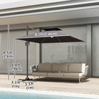 Outsunny - Parasol déporté 8 pi pour terrasse avec lumières LED à énergie solaire-L’inclinaison est facilement réglable pour une protection solaire optimale  