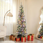 HOMCOM - Arbre de Noël artificiel de 6 pi avec lumières - arbre de Noël floqué-La télécommande infrarouge ou le bouton de l'adaptateur permet de contrôler facilement les modes d'éclairage, la luminosité et la minuterie 