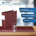 Davis Group Super économie, Reliure à anneaux ronds 3 po, paquet de 6 – Bourgogne-Polypropylène sans PVC
