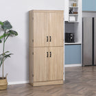 HOMCOM - Armoire de cuisine 6 niveaux avec 4 portes - bois naturel-Poignées métalliques faciles à saisir pour une ouverture et une fermeture aisées 