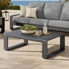Modway - Lirienne Terrasse extérieure Aluminium Table basse - Gris-Table rectangulaire à lattes