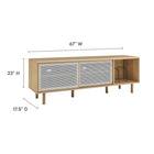 Modway - Kurtis 67 po Meuble à disques TV et vinyle, Chêne-Portes coulissantes en maille métallique