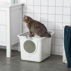 PawHut - Bac à litière fermé pour chat, avec pelle - blanc-Conception fermée pour l'intimité et retient les odeurs indésirables 